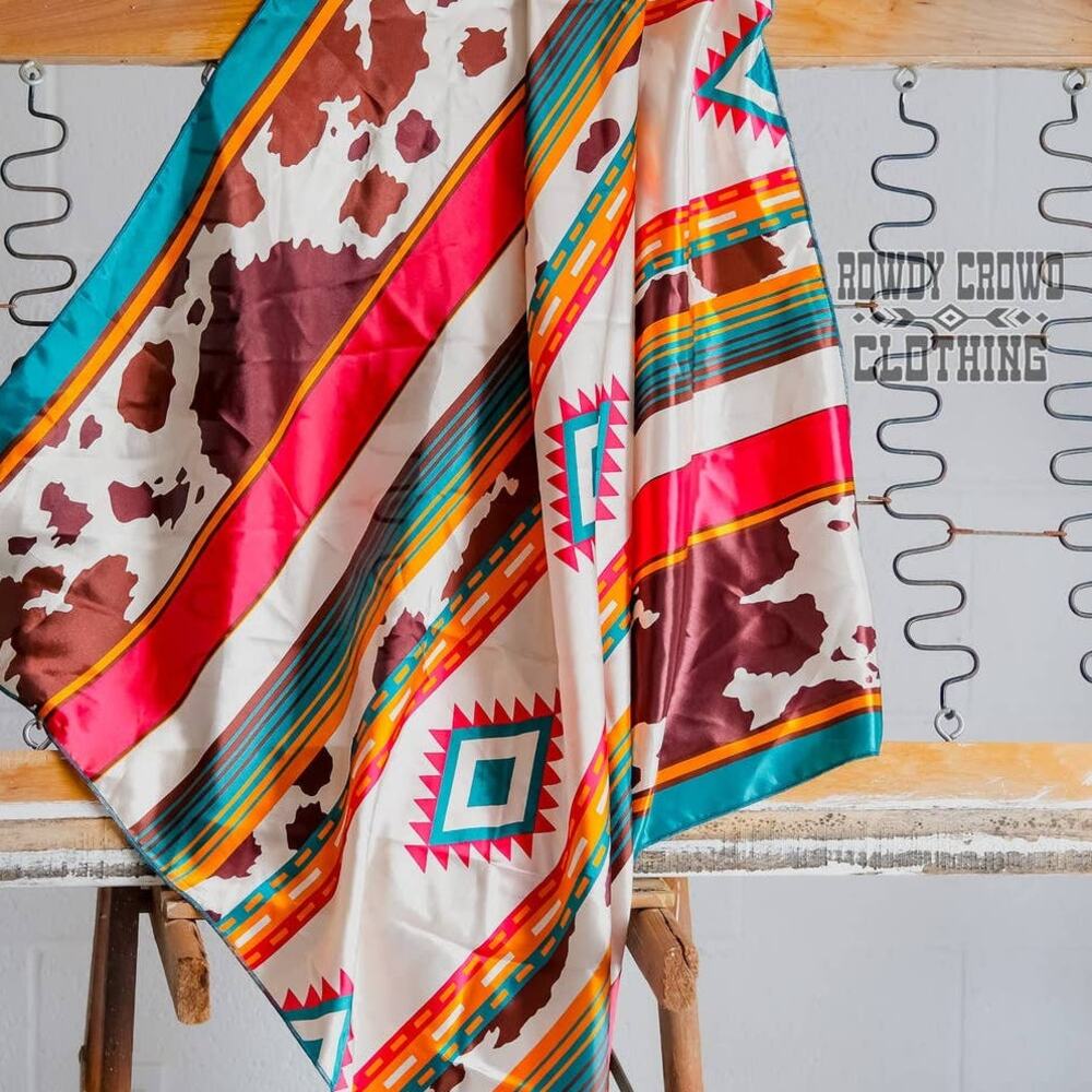 Conroe Cow Print Western Wild Rag Scarf